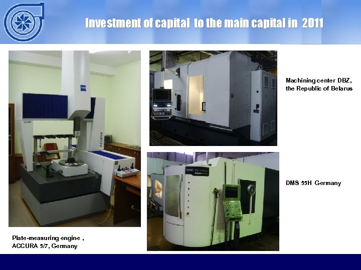 Investment of capital to the main capital in 2011 Machining center DBZ, the Republic