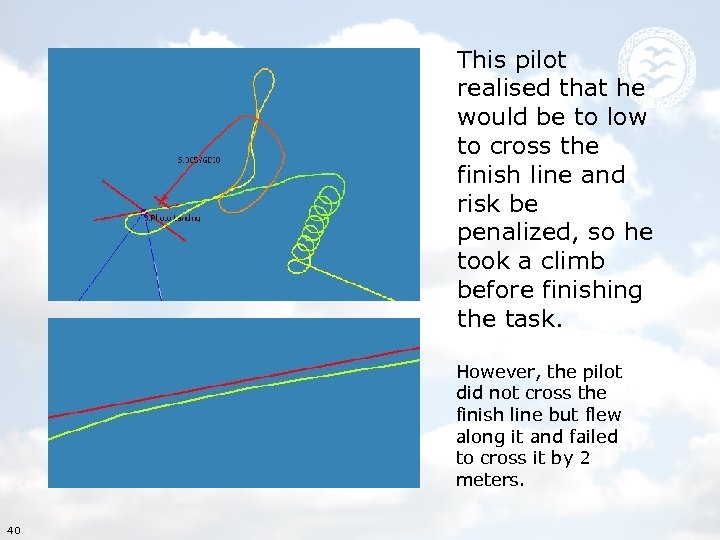 This pilot realised that he would be to low to cross the finish line
