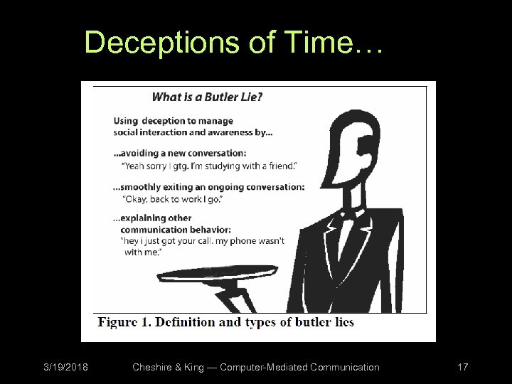 Deceptions of Time… 3/19/2018 Cheshire & King — Computer-Mediated Communication 17 