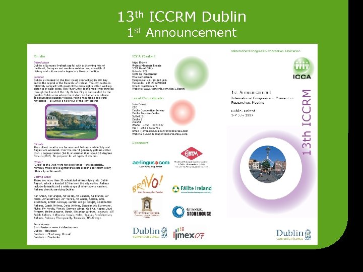 13 th ICCRM Dublin 1 st Announcement 