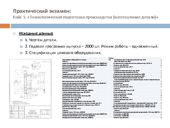 Практический экзамен: Кейс 1. «Технологическая подготовка производства (изготовление детали)» Исходные данные 1. Чертеж детали.