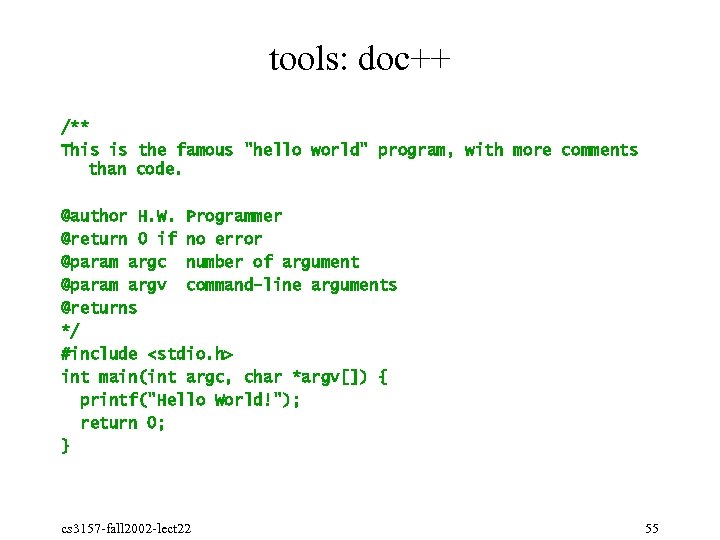 tools: doc++ /** This is the famous 
