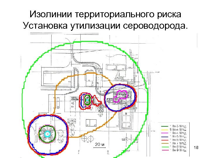 Изолинии территориального риска Установка утилизации сероводорода. 18 