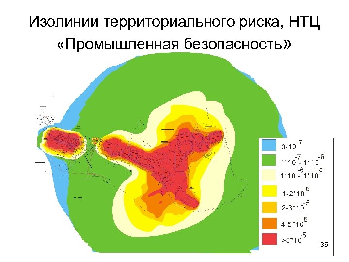 Изолинии территориального риска, НТЦ «Промышленная безопасность» 35 