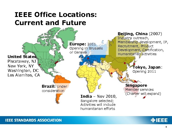 IEEE Office Locations: Current and Future Beijing, China (2007) Europe: 2011 Opening in Brussels