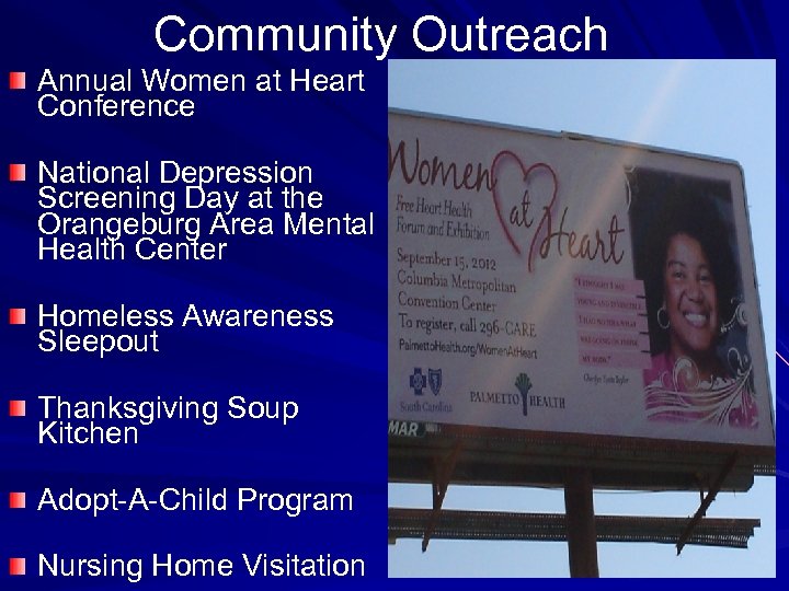 Community Outreach Annual Women at Heart Conference National Depression Screening Day at the Orangeburg