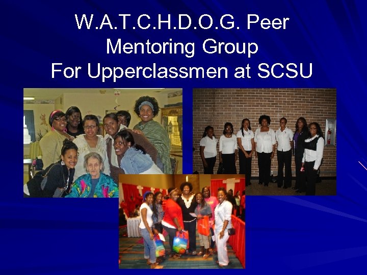 W. A. T. C. H. D. O. G. Peer Mentoring Group For Upperclassmen at