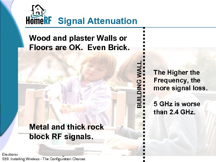 Signal Attenuation BUILDING WALL Wood and plaster Walls or Floors are OK. Even Brick.