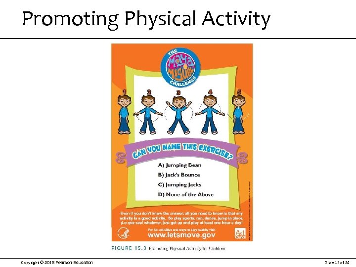 Promoting Physical Activity Copyright © 2015 Pearson Education Slide 12 of 34 