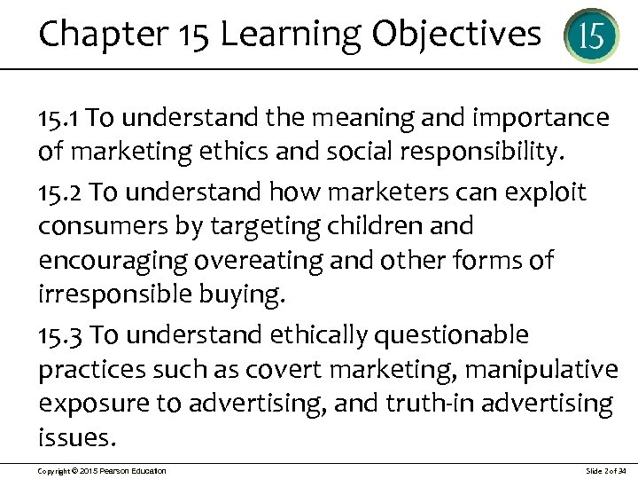 Chapter 15 Learning Objectives 15. 1 To understand the meaning and importance of marketing