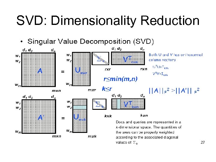SVD: Dimensionality Reduction 
