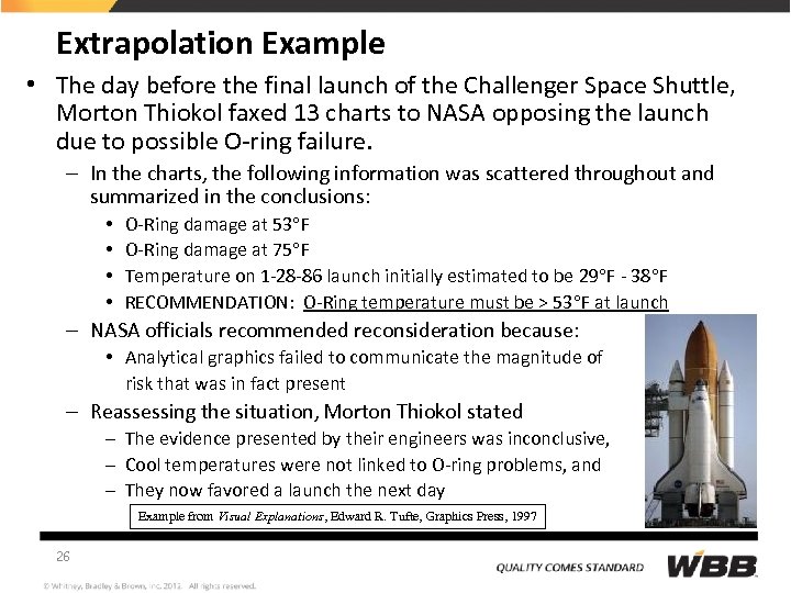 Extrapolation Example • The day before the final launch of the Challenger Space Shuttle,