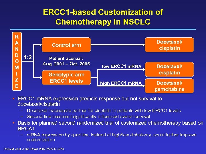 ERCC 1 -based Customization of Chemotherapy in NSCLC R A N D 1: 2