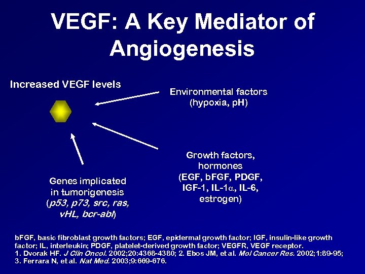 VEGF: A Key Mediator of Angiogenesis Increased VEGF levels Genes implicated in tumorigenesis (p