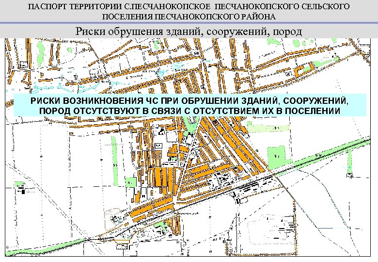 ПАСПОРТ ТЕРРИТОРИИ С. ПЕСЧАНОКОПСКОЕ ПЕСЧАНОКОПСКОГО СЕЛЬСКОГО ПОСЕЛЕНИЯ ПЕСЧАНОКОПСКОГО РАЙОНА Риски обрушения зданий, сооружений, пород