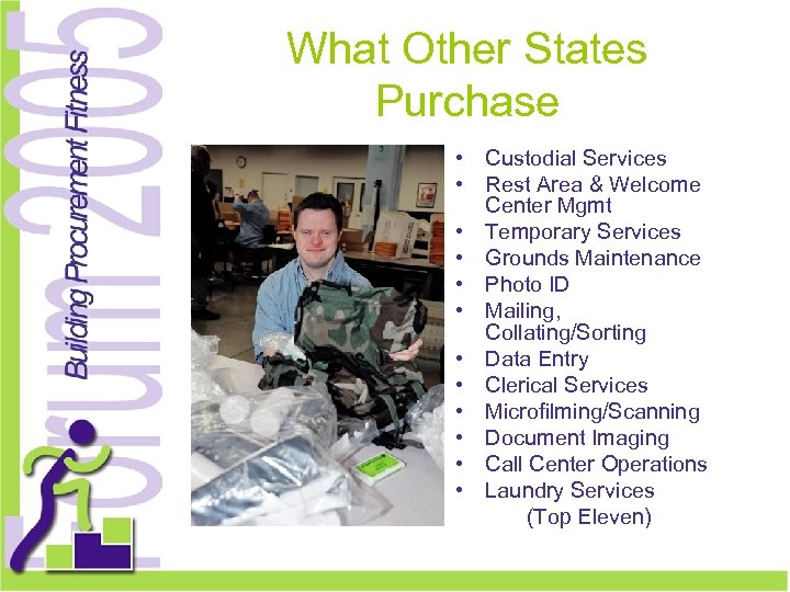 What Other States Purchase • Custodial Services • Rest Area & Welcome Center Mgmt