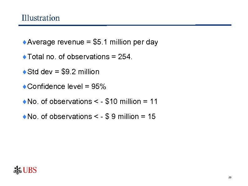 Illustration ¨Average revenue = $5. 1 million per day ¨Total no. of observations =