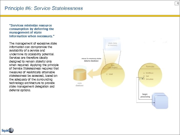 29 Principle #6: Service Statelessness "Services minimize resource consumption by deferring the management of