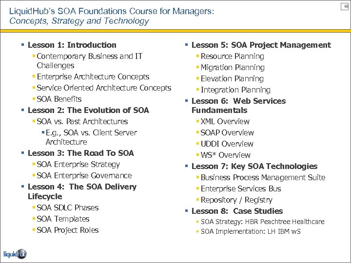 Liquid. Hub’s SOA Foundations Course for Managers: Concepts, Strategy and Technology § Lesson 1: