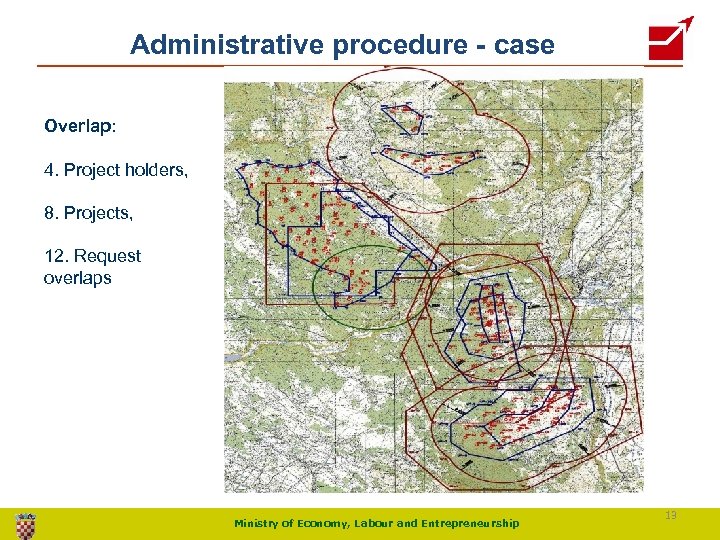 Administrative procedure - case Overlap: 4. Project holders, 8. Projects, 12. Request overlaps Ministry