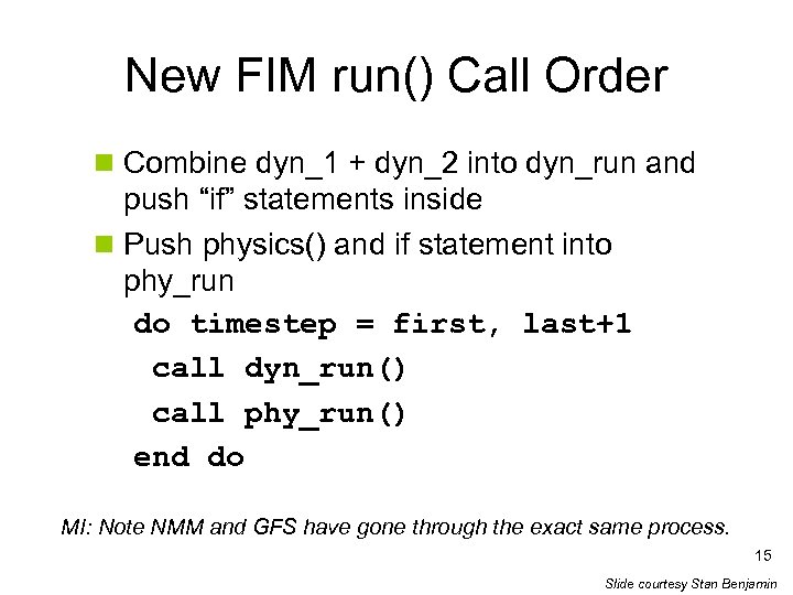 New FIM run() Call Order n Combine dyn_1 + dyn_2 into dyn_run and push