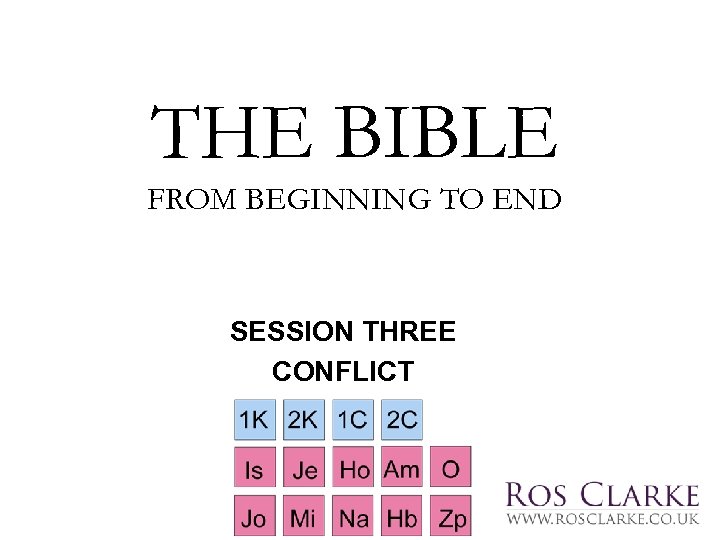 THE BIBLE FROM BEGINNING TO END SESSION THREE CONFLICT 