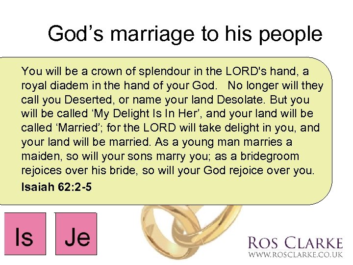 God’s marriage to his people You will be a crown of splendour in the