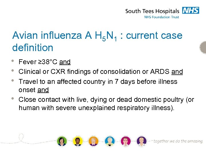 Avian influenza A H 5 N 1 : current case definition • • Fever