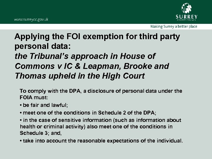 Applying the FOI exemption for third party personal data: the Tribunal’s approach in House