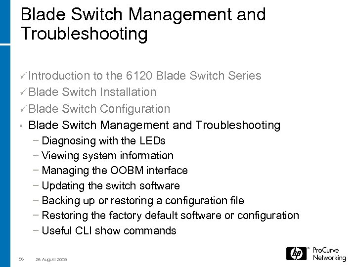 Hp Pro Curve 6120 Blade Switch Series Npi