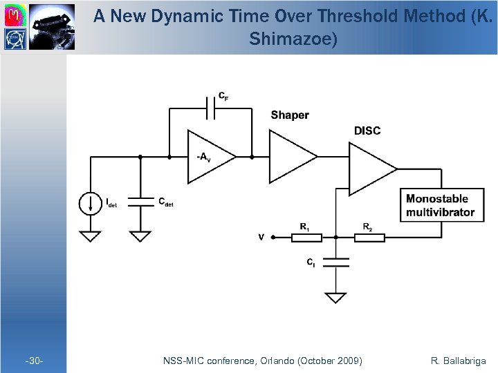A New Dynamic Time Over Threshold Method (K. Shimazoe) -30 - NSS-MIC conference, Orlando