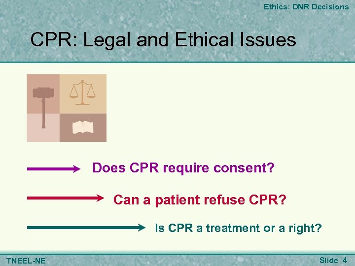 Ethics: DNR Decisions CPR: Legal and Ethical Issues Does CPR require consent? Can a
