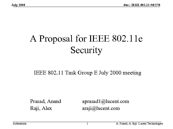 doc. : IEEE 802. 11 -98/178 July 2000 A Proposal for IEEE 802. 11