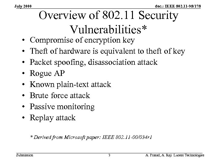 July 2000 • • doc. : IEEE 802. 11 -98/178 Overview of 802. 11