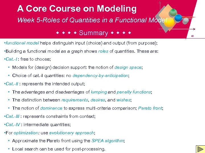 A Core Course on Modeling Week 5 -Roles of Quantities in a Functional Model
