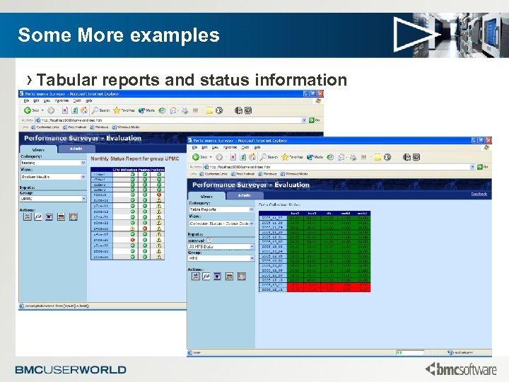 Some More examples › Tabular reports and status information 