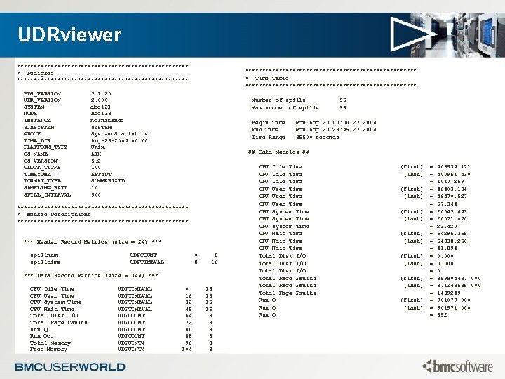 UDRviewer ************************** * Pedigree ************************** BDS_VERSION UDR_VERSION SYSTEM NODE INSTANCE SUBSYSTEM GROUP TIME_DIR PLATFORM_TYPE