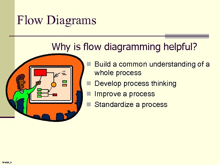 Flow Diagrams Why is flow diagramming helpful? n Build a common understanding of a