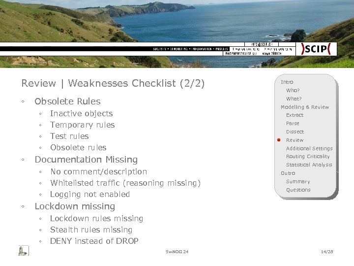 Review | Weaknesses Checklist (2/2) ◦ ◦ ◦ Modelling & Review Inactive objects Temporary