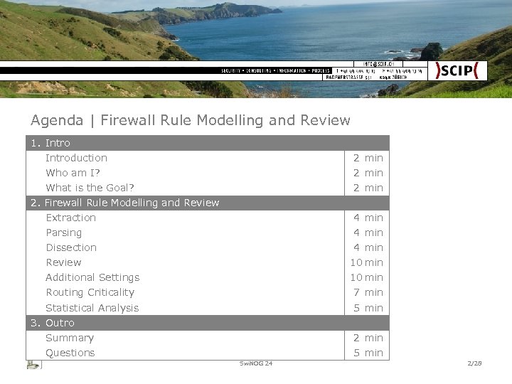 Agenda | Firewall Rule Modelling and Review Intro Who? 1. Intro What? Introduction 2