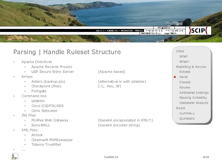 Parsing | Handle Ruleset Structure ◦ ◦ ◦ Apache Directives ◦ Apache Reverse Proxies