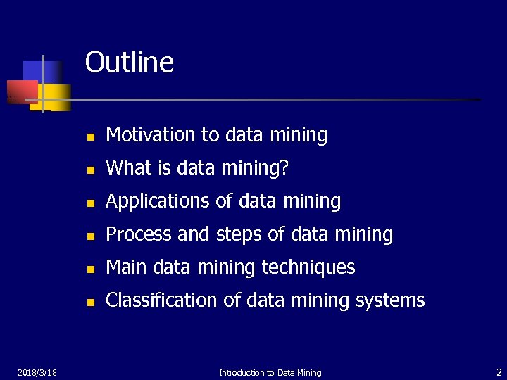 Outline n n What is data mining? n Applications of data mining n Process