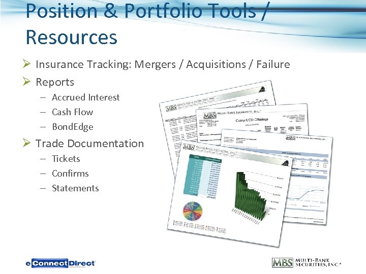 Position & Portfolio Tools / Resources Ø Insurance Tracking: Mergers / Acquisitions / Failure