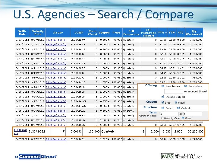 U. S. Agencies – Search / Compare 