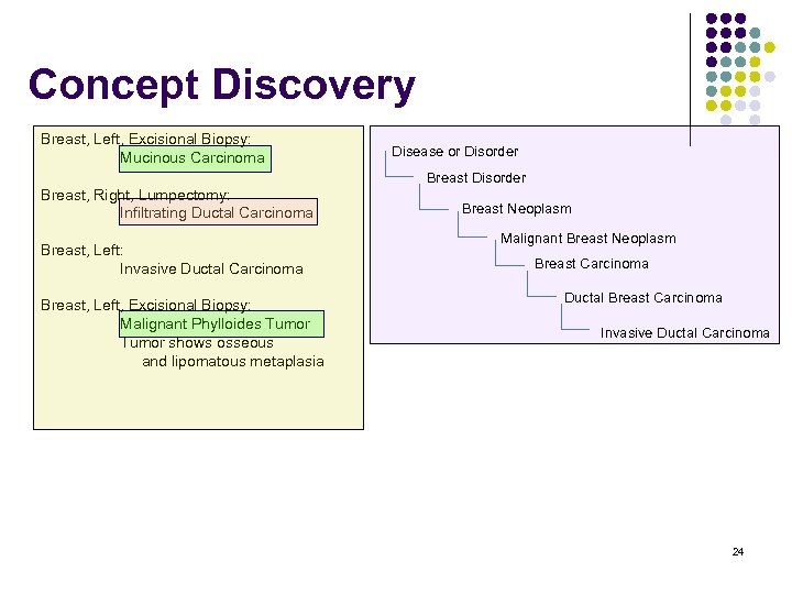 Concept Discovery Breast, Left, Excisional Biopsy: Mucinous Carcinoma Breast, Right, Lumpectomy: Infiltrating Ductal Carcinoma