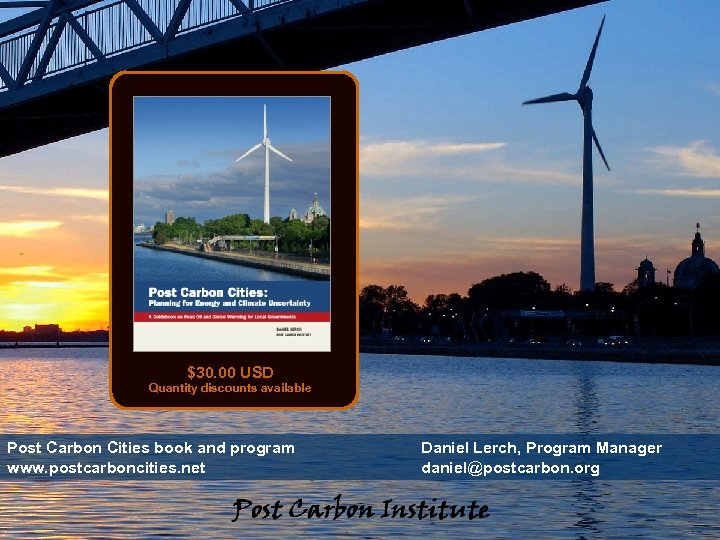 ENERGY $30. 00 USD Quantity discounts available Post Carbon Cities book and program www.