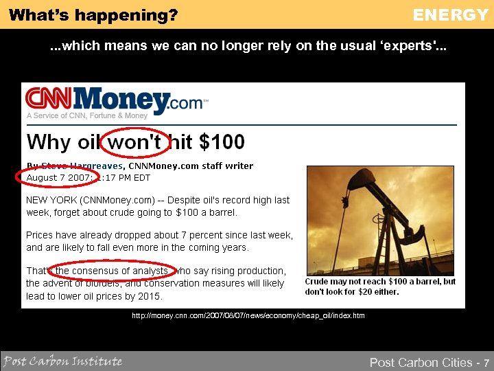 What’s happening? ENERGY . . . which means we can no longer rely on