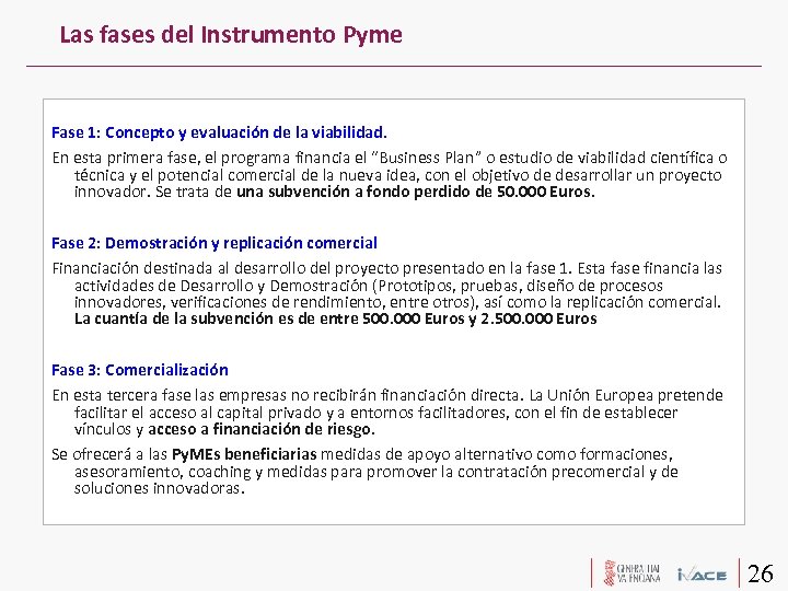 Las fases del Instrumento Pyme Fase 1: Concepto y evaluación de la viabilidad. En