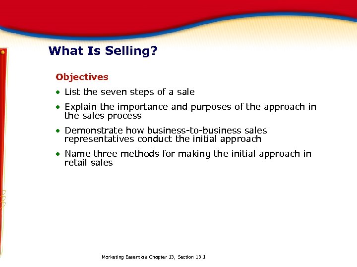 What Is Selling? Objectives List the seven steps of a sale Explain the importance