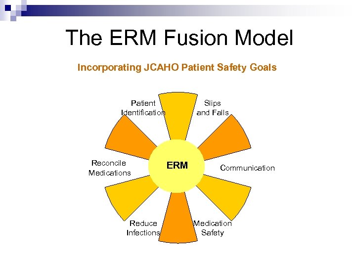 The ERM Fusion Model Incorporating JCAHO Patient Safety Goals Patient Identification Reconcile Medications Reduce